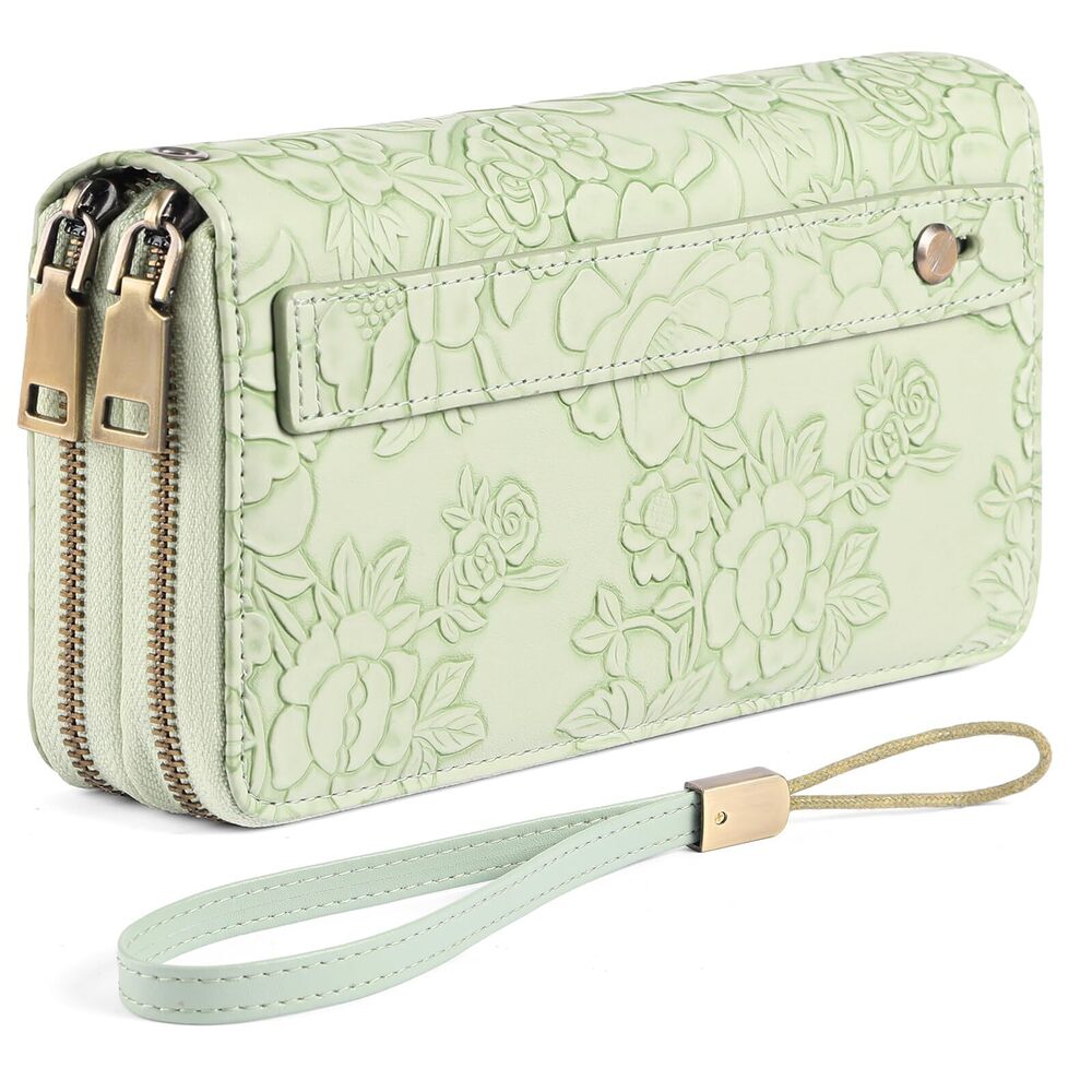 2565 Wallet Clutch Rfid Blocking Wristlet Leather Purse Large Capacity